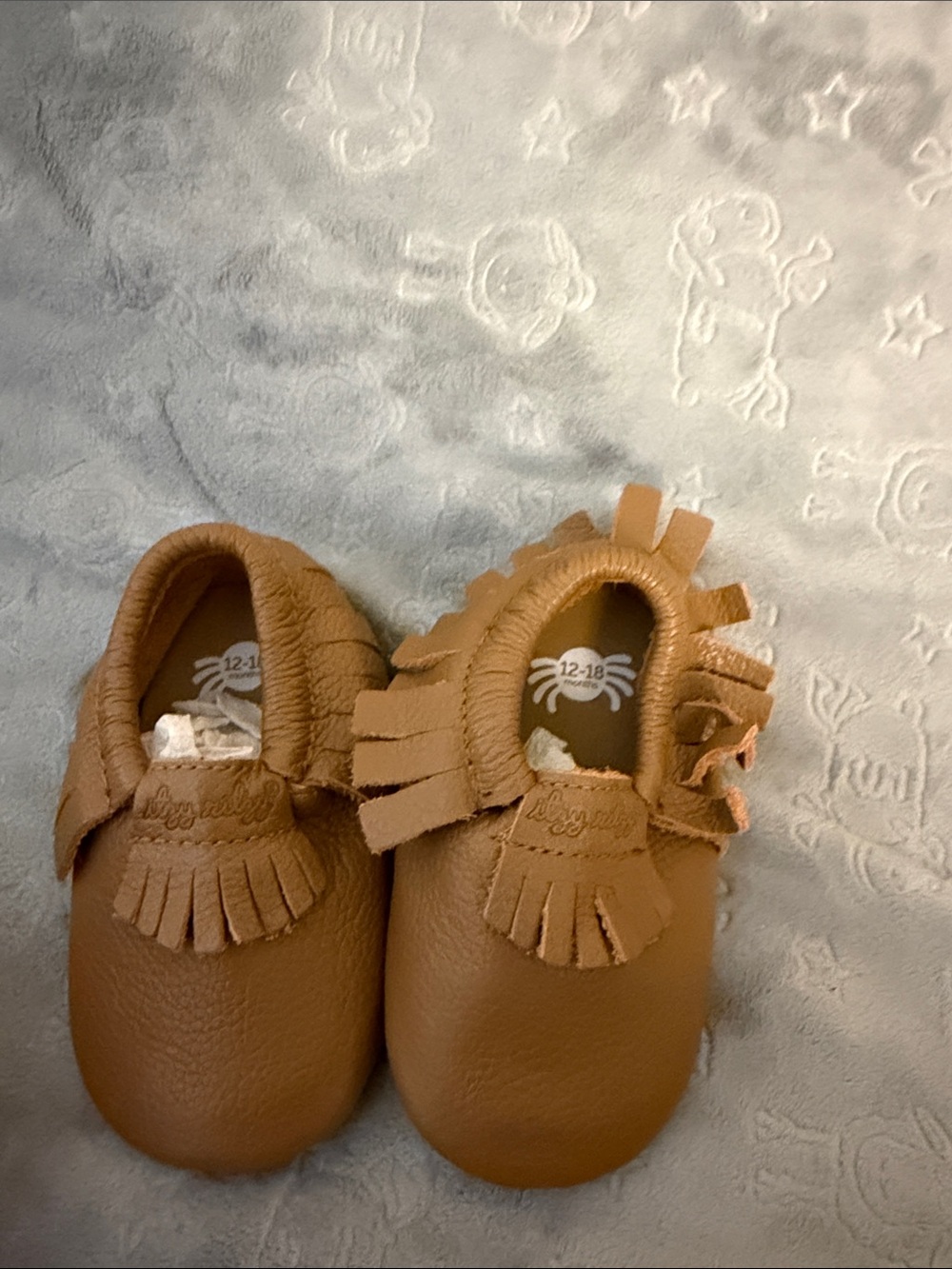 Kids Tan Fringe Moccasin Shoes - Soft Leather Baby Slip-Ons